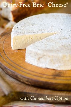 black and white truffle brie on a wooden platter with text overlay