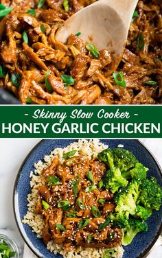 Easy Healthy Crockpot, Slow Cooker Honey Garlic Chicken, Garlic Chicken Thighs, Honey Garlic Chicken Thighs, Honey Garlic Sauce, Crock Pot Chicken, Healthy Slow Cooker, Honey Garlic Chicken