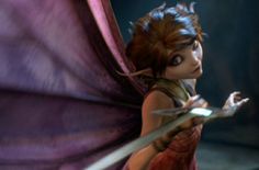 the animated character tinkerbell is holding a knife