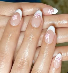 Rush Nails, Pink Floral Aesthetic, Pink Tip Nails, Minimal Nails Art, Cute Simple Nails, Simple Gel Nails, Floral Aesthetic, Casual Nails, Brighter Days