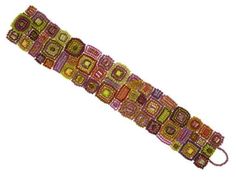 a colorful beaded bracelet on a white background