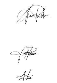 three different autographs are shown in black ink on white paper, each with the same signature