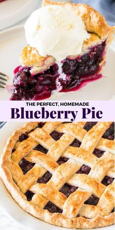 the perfect homemade blueberry pie is ready to be eaten