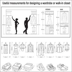 the instructions for designing a wardrobe or walk - in closet, including clothes and shoes