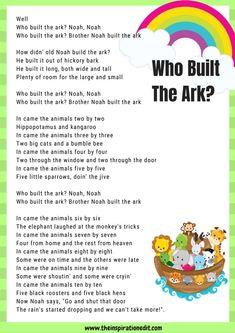 an animal poem with the words who built the ark?