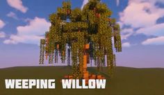 Minecraft Spruce Tree Design, Fairy Tree Minecraft, Weeping Willow Tree Minecraft, Willow Tree Minecraft, Weeping Willow Minecraft, Fantasy Tree Minecraft