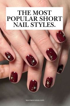 Short nails are a timeless and versatile choice, especially for winter. These popular short nail styles combine functionality with seasonal charm. Choose from glossy deep reds, sparkling silver designs, or minimalist neutrals to keep your look chic and fresh. Short nails can still make a statement with bold designs like stars, snowflakes, and metallic accents. Short Nail Styles, Short Nail, Nail Styles, Metallic Accents, Look Chic, Most Popular, Stars