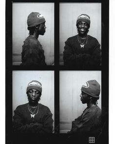 four black and white photos of men in hats, one with his hands folded out