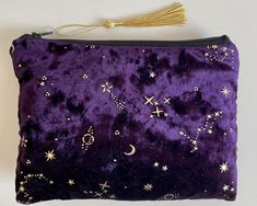 Velvet Pouch Bag As Gift, Velvet Pouch Bag For Gifts, Velvet Pouch Bag For Gift, Bee Makeup, Velvet Purple, Slouchy Bag, Stars Moon, Costura Diy, Star Constellations