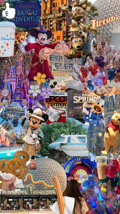 a collage of disney characters and other things