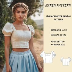 a woman wearing a crop top sewing pattern