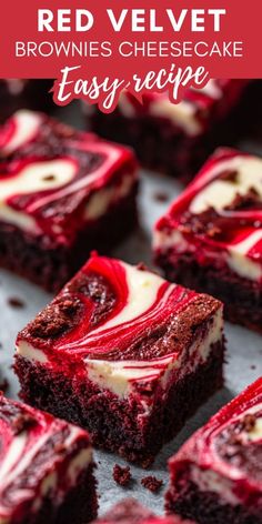 red velvet brownies cheesecake easy - recipe with white chocolate and raspberry swirl