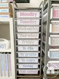 the shelves are filled with many different types of cards and numbers for each child's birthday