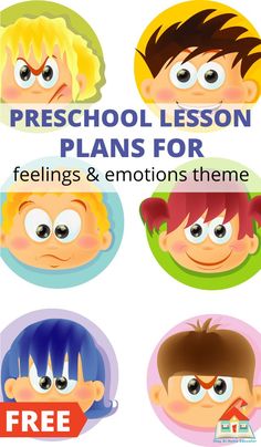 an image of children's faces with the words preschool lesson plans for feelings and emotions theme