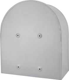 a white wall mounted mailbox with two holes on the front and one hole in the back