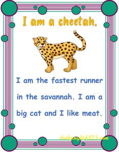 a cheetah poem with the words i am cheetah in english and spanish