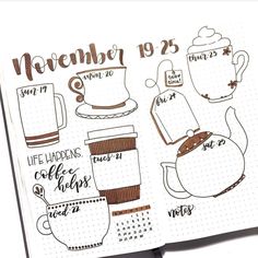 @theletterlingo Coffee Bujo, Bullet Journal Topics, Bullet Journal Lists, Bujo Spreads, Creating A Bullet Journal, Bullet Journal Paper, Bullet Journal Hacks, Bullet Planner, Bullet Journal Mood