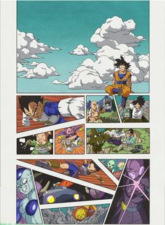 an image of dragon ball in the sky with many different pictures and characters around it