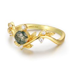 Exquisite and elegant, our Willow Moss Agate Leaf Ring© will win your heart at first sight. This nature-inspired charm highlights a round moss agate gemstone nestled with golden leaves. May this ring unearth the goddess in you as you conquer the world with unshakeable confidence. ✦ Available in both 14K yellow gold vermeil (14K yellow gold plated over a sterling silver base) and 10K solid yellow gold. Conquer The World, Moss Agate Ring, Golden Leaves, Leaf Ring, Agate Ring, The Goddess, Agate Gemstone, Moss Agate, White Topaz