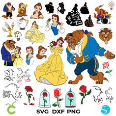 disney princess and the beast svg dxf png clipart cut files