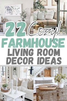 farmhouse living room decor ideas with text overlay