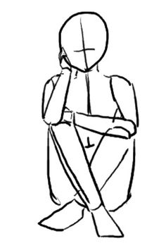 a drawing of a person sitting on the ground with their arms crossed and legs crossed