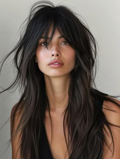 38 Best Long Shag Haircut Ideas: A 2024 Style Guide Curly To Straight Hair, Feathered Bangs, Long Shag Haircut, Long Shag, Choppy Layers, Shag Hairstyles, Haircuts Straight Hair, Shag Haircut, Long Hair With Bangs