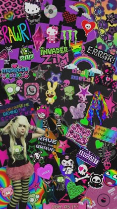 a collage of stickers and decals from the 80s's is shown here