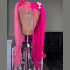 Human Hair Lace Front Wig Dark Roots Hair, Pink Lace Front, Hot Pink Hair, Pink Wig, Hair Shop, Peruvian Hair, Front Lace Wigs Human Hair, Hair Lace, Wig Styles