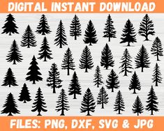 pine trees svt files for silhouettes, png, dxf and jpg