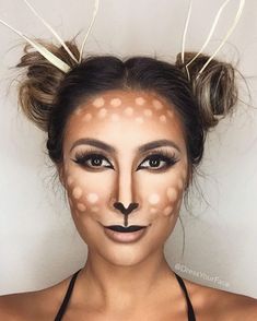 Lots of inspiration, diy & makeup tutorials and all accessories you need to create your own DIY Deer Costume for Halloween. Fantasy Make-up, Makeup Clown, Make Up Diy, Animal Makeup, Theatrical Makeup, Halloween Costumes Makeup