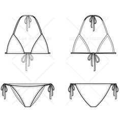 three different types of bikinis with ties on each side and one in the middle