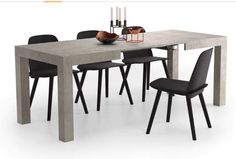 a dining table with chairs around it