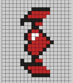 a cross stitch pattern with a red and black hat on the top, in squares