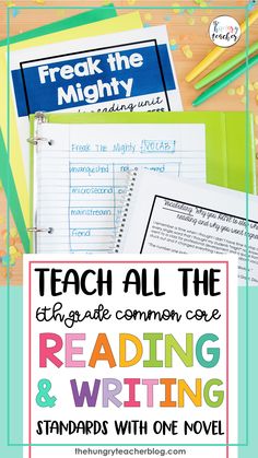 teach all the things common core reading and writing standards with one novel