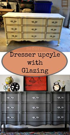 dresser upcycle with glazing paint and an old dresser turned into a sideboard