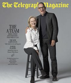 a man and woman posing for a magazine cover with the caption, the telegraph magazine