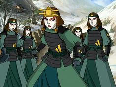 the animated avatars are dressed in green and black outfits, with gold accents on their shoulders