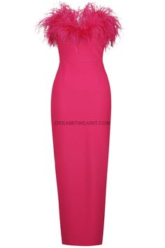 Feather Detail Strapless Maxi Dress Hot Pink DESIGN: Colour: Hot pink Strapless design Sleeveless Feather detail  Slit detail at back Allover bandage construction Concealed zipper at back Body sculpting design Stretch Type: Stretchy Gentle Dry Clean Only Length: Maxi MATERIAL: 90% Rayon + 9% Nylon + 1% Spandex Top quality Rayon: anti-wrinkle, brighter colours. High quality durable bandage fabric. High elasticity for a better fit. Delicate sewing and hemming by durable needle lockstitch machine. YKK zipper (known as the most durable and reliable zippers manufactured today). To maintain the beauty of your garment, please follow the care instructions on the attached label. Colour may vary due to lighting on images. The product images (without model) are closest to the true colour of the Fall Going Out Outfits, Hot Pink Design, September Outfits, Dress Weights, Simple Fall Outfits, Spandex Top, Hot Pink Dresses, Strapless Maxi, Maxi Styles