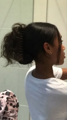 Silk Press Natural Hair 4c Short, Updo Curled Hairstyles, Cute Hairstyles For Silk Press, Heatless Curls Relaxed Hair, Relaxed Natural Hair Hairstyles, How To Style A Silk Press, Blow Dried Natural Hairstyles, Dominican Silk Press, Silk Press Messy Bun