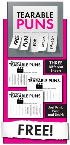 an advertisement for tea party with pink and black text on it, which reads tearable puns