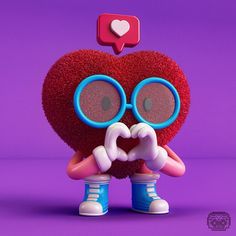 a heart - shaped object with glasses on its face