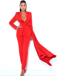 Crepe Trousers, Silhouette Drawing, Red Blazer, Stretch Crepe, Slim Fit Trousers, Weekend Wear, Crepe Fabric, Polished Look, Easy Wear