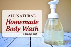 This is a super easy, all natural, moisturizing body wash that you can use on anyone of all ages - it is so gentle because it doesn't strip your skin of it's natural sebum with synthetic detergents. This recipe employs my natural living superpower - castile soap. This stuff rocks, ya'll, it is magical just like the bottles say! I make: homemade cleaners, shampoo, hand soap, laundry detergent, wash the dog with it, and more. I even wrote an entire post just about it. It can clean anything. In ... Diy Soaps, Foaming Body Wash, Shower Diy, Homemade Cleaning, Homemade Products