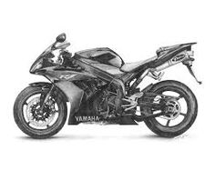 a black and white drawing of a yamaha motorcycle with the words yamaha written on it