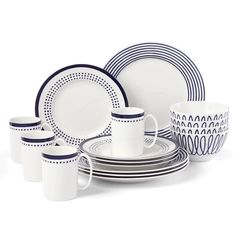 blue and white dinnerware set