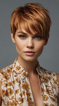 Flattering Copper Blonde Short Shag for All Face Shapes 😊 Copper Short Hair Pixie Cuts, Blonde Short Shag, Copper Pixie Cut, Fall Pixie Hair Color, Copper Pixie, Hair Colors For Fall, Copper Blonde Hair Color, Copper Blonde Hair, Fall Blonde Hair Color