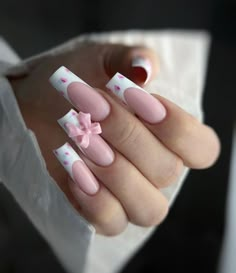 Pink Nails Classy, Nails With A Bow, Ballerina Nail Art, Poly Gel Nail Kit, Do Your Nails At Home, Nails Bow, Ballerina Nail, Builder Gel Nails