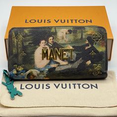 Ultra Rare And Hard To Find Louis Vuitton X Jeff Koons Manet Zippy Wallet! Highly Sought After 2017 Masters Collection. Features Metallic Blue Hardware With Zip Around Closure. Interior Is Finely Crafted Of Soft Calf Leather And Has Three Compartments, Twelve Credit Card Slots, One Zipper Compartment And Three Slip Pockets. Corners Show Rubbing And Scuffing. Zipper Pull Shows Wear, Creasing And Paint Loss. Previous Owner Had Their Initials Hot Stamped At Louis Vuitton. Exterior Shows Light Marks, Scuffing And Paint Loss. Comes With Box And Dust Bag. Jeff Koons, Show Lights, Metallic Blue, Calf Leather, Card Slots, Dust Bag, Credit Card, Initials, Limited Edition