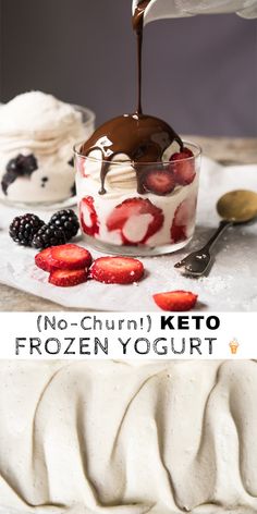 no - churn keto frozen yogurt with fresh berries and whipped cream